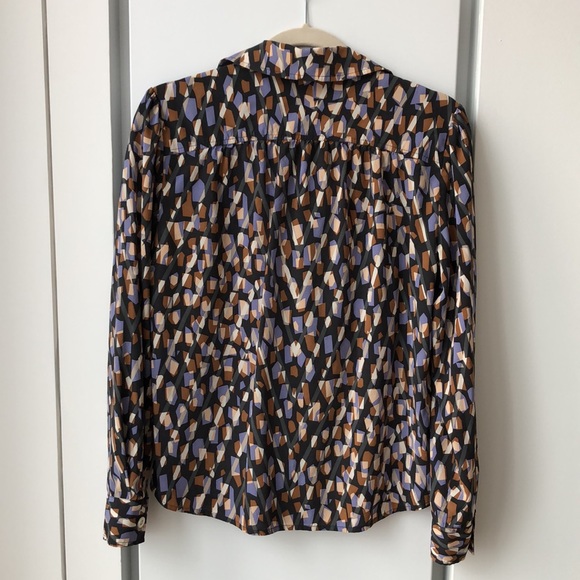 Worth Silk Blend Abstract Print Button Down Shirt Blouse - Picture 2 of 5
